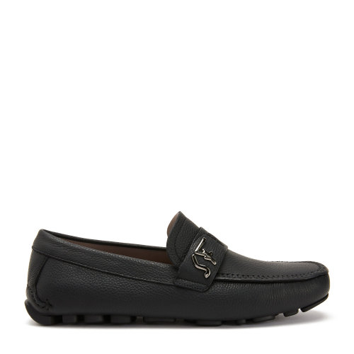 Salvatore Ferragamo/菲拉格慕 帶標(biāo)識(shí)的開車莫卡辛鞋 男士商務(wù)休閑鞋 黑色 736547-02C539