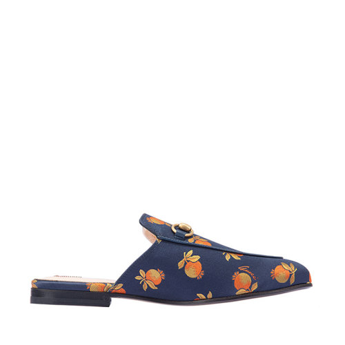 GUCCI/古馳  古琦女鞋 女士藍色帆布馬銜扣裝飾拖鞋 475094 2ES20 4271