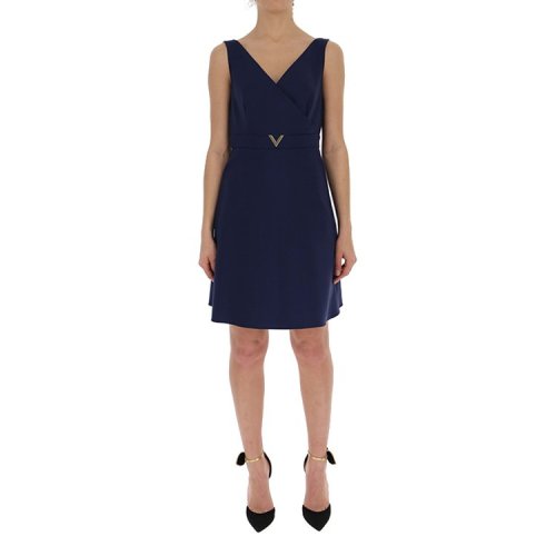 Valentino/華倫天奴 19年春夏 無袖 女性 V領 赫本風 黑色/black 女士連衣裙 RB3VAKQ54FJ 0N0