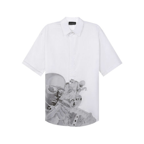 Emporio Armani/安普里奧阿瑪尼 【22年新款】 男士賽車膠囊系列棉質寬松版中長款短袖襯衫 I1CC3I I128C