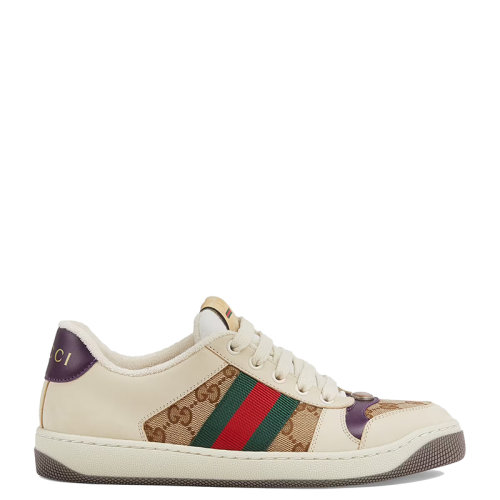 GUCCI/古馳      Screener系列 女士米色和烏木色GG帆布運動鞋677423HVKI09765