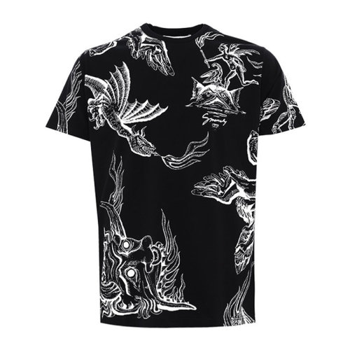Givenchy/紀(jì)梵希 男士黑色棉質(zhì)印花裝飾圓領(lǐng)短袖上衣T恤 BM70RB3002-001