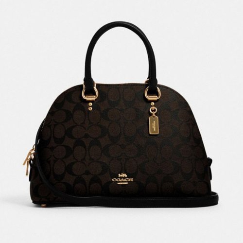 COACH 蔻馳  女士大號(hào)手提單肩斜挎貝殼包深棕色 2558 IMAA8
