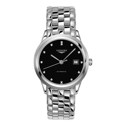 LONGINES/浪琴  軍旗系列鑲鉆款精鋼表殼表帶男士自動機械腕表 38.5毫米