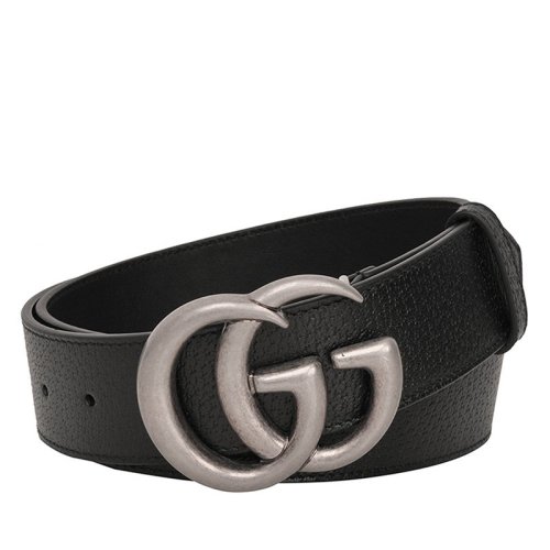 GUCCI/古馳 男士黑色牛皮雙G板扣商務休閑皮帶腰帶 寬4cm  406831-DJ20N-1000