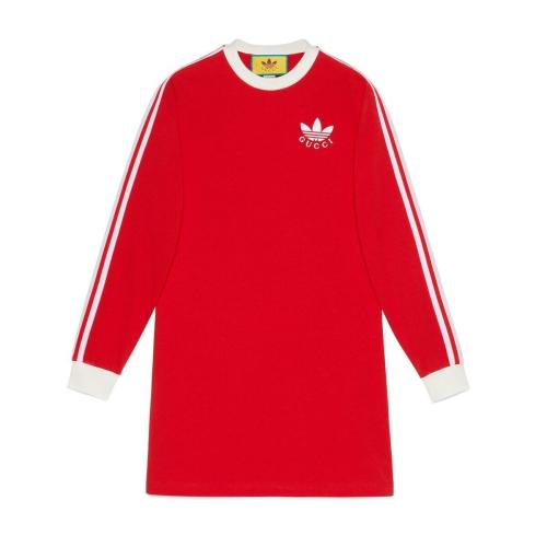 GUCCI古馳 22年秋冬 女士 adidas x Gucci聯名系列T恤連衣裙 693537 XJEBS 6429