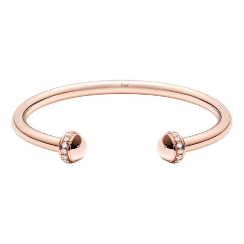 PIAGET/伯爵 經典POSSESSION時來運轉系列 18K金玫瑰金鑲鉆可轉動開口手鐲 G36PZ900