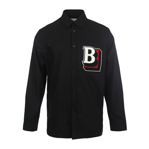 BURBERRY/博柏利22春夏字母圖案領尖扣衣領男士長袖襯衫 8048118