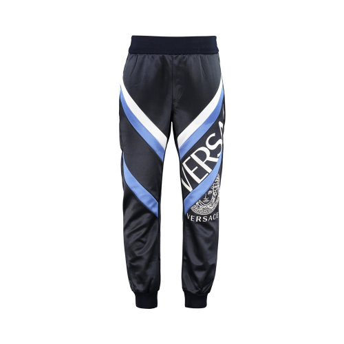 VERSACE/范思哲 男士藍色徽標印花運動褲長褲 1001425-1A01057-6U300