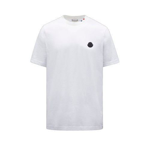 Moncler/蒙克萊 22年秋冬新款 男士光學白色純棉徽標貼片短袖T恤H20918C00027829H8001