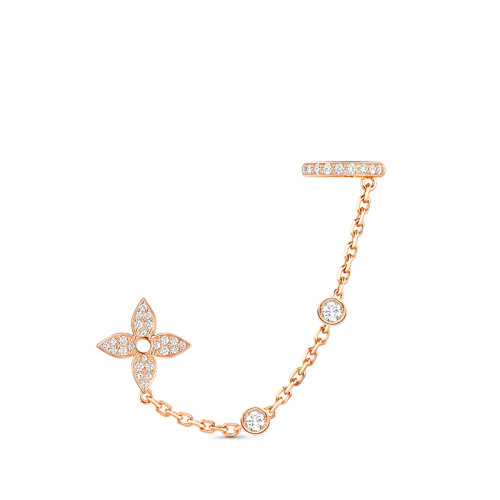 Louis Vuitton/路易威登 IDYLLE BLOSSOM系列 經典款單只18k金玫瑰金37顆鉆石花卉形狀耳環(huán)Q96836