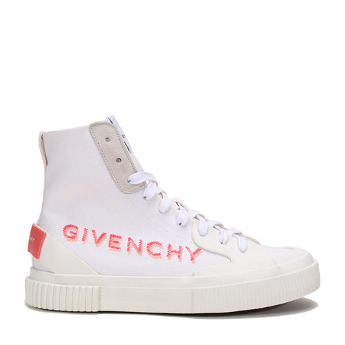 Givenchy/紀(jì)梵希 女士休閑運動鞋 女士LOGO刺繡織物高幫系帶休閑鞋運動鞋帆布鞋 BE0018E0SP