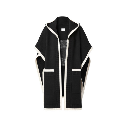 BURBERRY/博柏利 【22秋冬新款】 女款綿羊毛/混紡連帽披肩徽標圖案 80560101