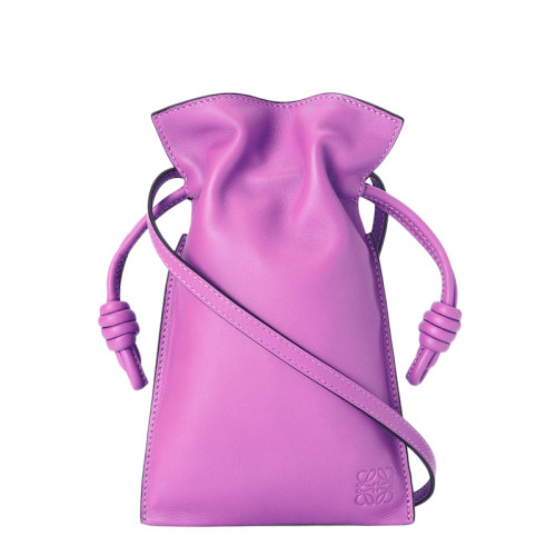 LOEWE/羅意威 22春夏新款Flamenco Pocket系列 女士亮紫色納帕小牛皮單肩斜挎手機(jī)包0010642759
