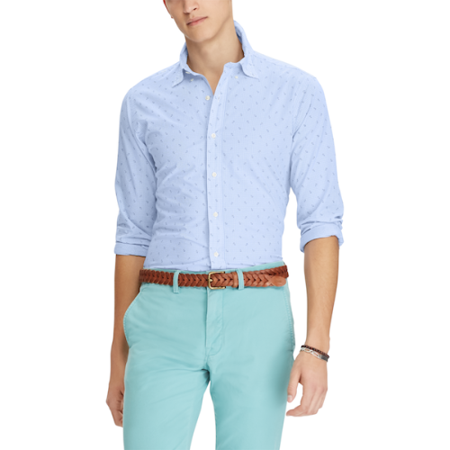 Polo Ralph Lauren/拉夫勞倫馬球 男士經典款印船錨圖案修身長袖襯衣 420982