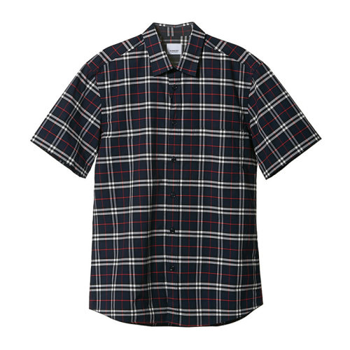 BURBERRY/博柏利 男士 服裝  拼色棉質聚氨酯襯衫 男士短袖襯衫