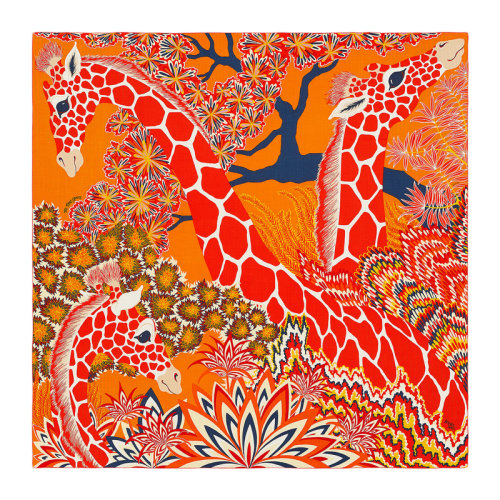 HERMES/愛馬仕 女士拼色羊絨混紡真絲美惠三女神印花手工卷邊斜紋方巾絲巾圍巾披肩 H243441S 多色可選