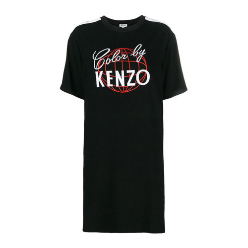 Kenzo/高田賢三 女士 服裝  黑色棉質字母LOGO連衣裙 女士連衣裙 Kenzo 女士黑色連衣裙 F862RO0805AC-99