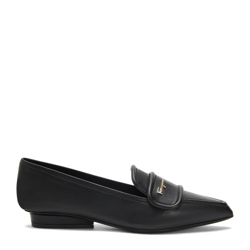 Salvatore Ferragamo/菲拉格慕 黑色 女士品牌標飾柔軟皮質樂福鞋 732664-01R439