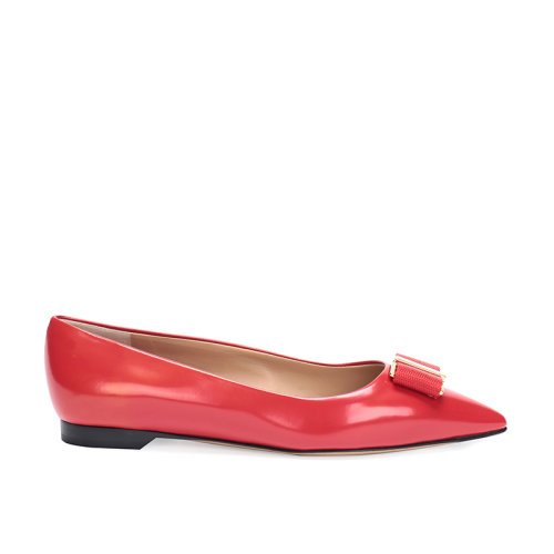 Salvatore Ferragamo/菲拉格慕 女士FRIULI系列牛皮革飾蝴蝶結平底船鞋 06715