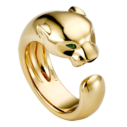 CARTIER/卡地亞 Panthèrede系列 黃金瑪瑙石榴石獵豹指環B4085900