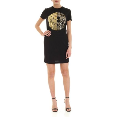  VERSACE JEANS COUTURE 女士黑色棉質連衣裙裙子 D2HVA4G0 30314 K42 PLFSX