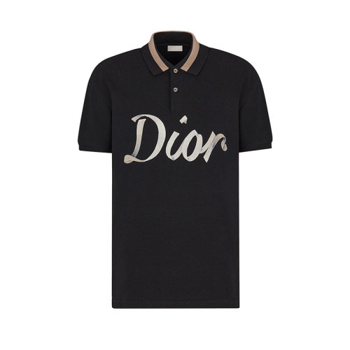 DIOR/迪奧 22年秋冬新款 男士黑色純棉寬松版型短袖POLO衫293J831A0455_C980