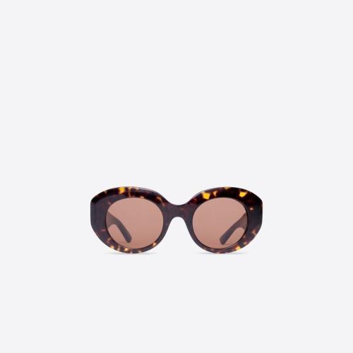  BALENCIAGA巴黎世家 22年秋冬 女士 太陽眼鏡 Womens Rive Gauche Round Sunglasses in Havana