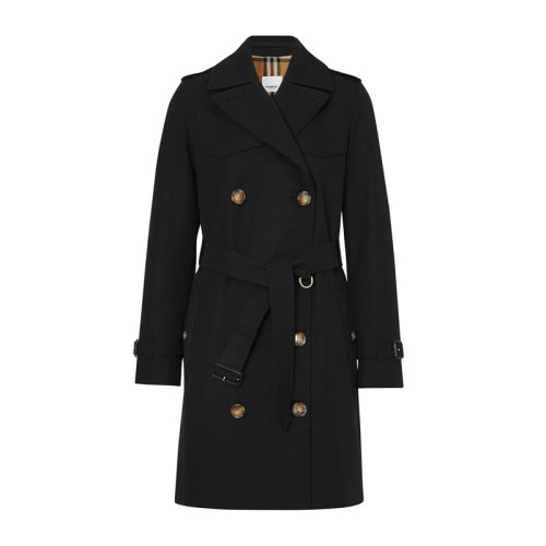 Burberry 博柏利 女士服裝 黑色雙排扣長款風衣 女士大衣