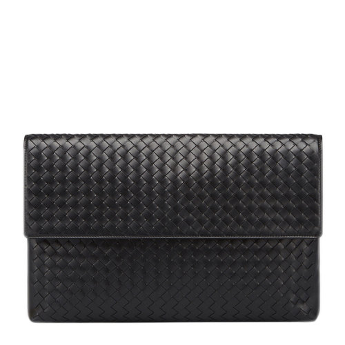 Bottega Veneta/葆蝶家 男士黑色牛皮編織款錢包手包手拿包男包 430616-V4651-1000