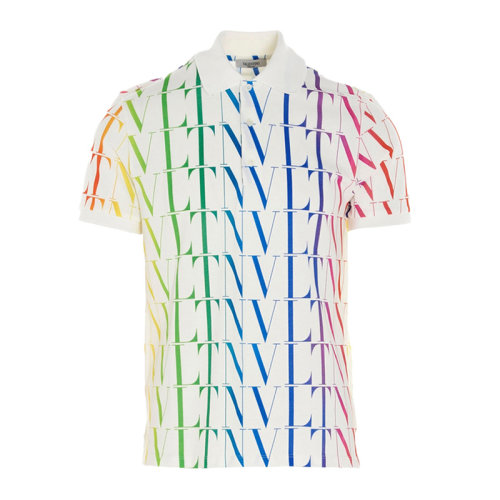 VALENTINO 華倫天奴 男士 服裝  拼色翻領字母logo圖案棉質(zhì)POLO衫 男士短POLO