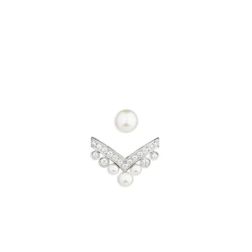Chaumet/尚美  Joséphine Aigrette系列 女士18k金白金鑲有Akoya養(yǎng)珠和明亮式切割鉆石耳環(huán)083293
