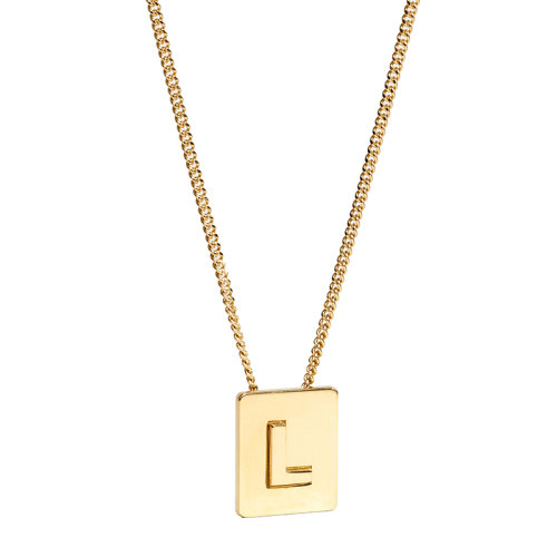 CELINE/賽琳 經(jīng)典款A(yù)LPHABET系列 男女同款金色飾面黃銅字母L墜飾項鏈46N0L6BRA.35OR