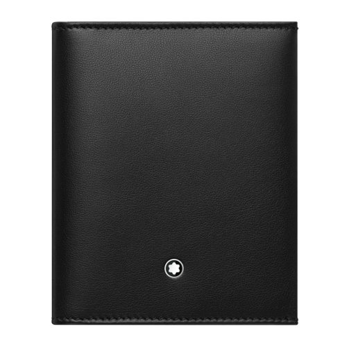 MontBlanc/萬寶龍 男士經典時尚黑色牛皮短款折疊錢包多用途卡包錢夾卡夾男包 118283