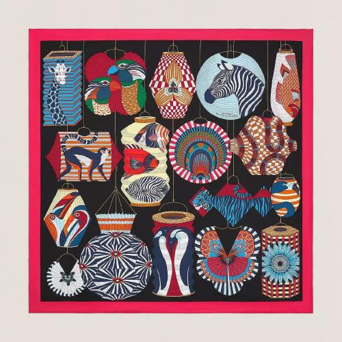  HERMES愛馬仕 22年秋冬 女士 圍巾 Carre 90 Lanternes， Ballons et Cocardes H003918S 09