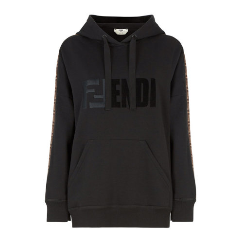 FENDI/芬迪 女裝 女士品牌字母logo印花雙F黑色棉質連帽衛衣 FS7101 A5GP F0GME