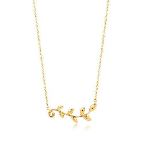 Tiffany & Co./蒂芙尼  PalomaPicasso?系列 950金橄欖葉吊墜項鏈 31406404