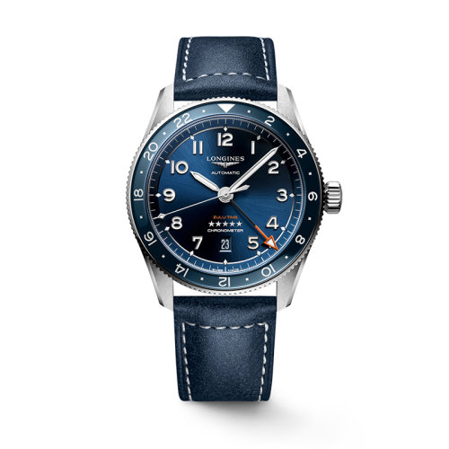 LONGINES/浪琴 22年秋冬新款 先行者系列 男士藍色表盤自動機械機芯精鋼/陶瓷表殼皮表帶腕表42毫米L3.812.4.93.2