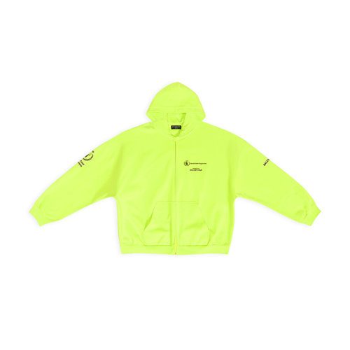 Balenciaga/巴黎世家 22年秋冬新款 WFP系列 男士熒光黃色純棉中重抓絨寬松拉鏈連帽衛衣外套674719TMVL17110