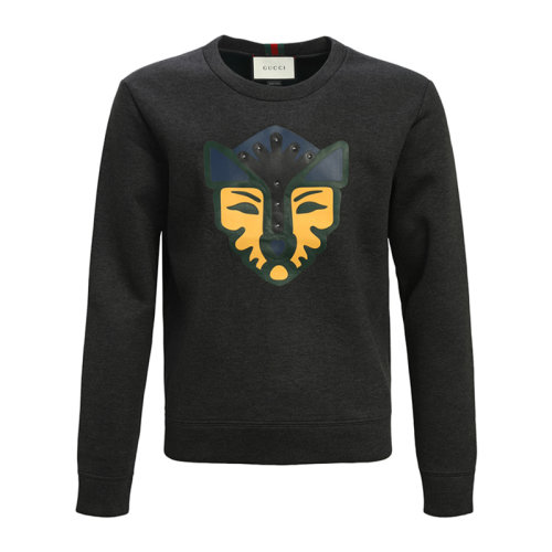 GUCCI 古馳  男裝 服飾 黑色動物圖案套頭衫 男士圓領衛衣 男衛衣