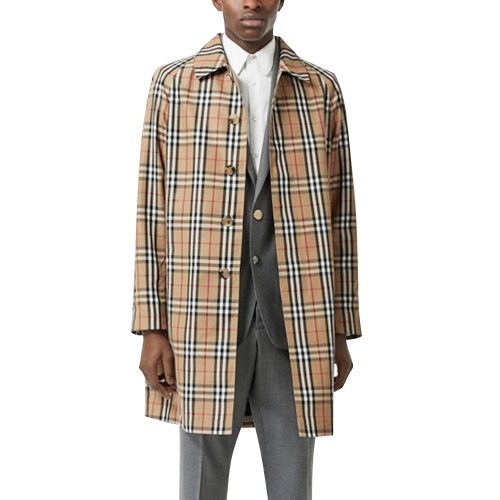 BURBERRY/博柏利 burberry服裝 巴寶莉 卡其色 格紋 專柜同款 男士大衣 男裝 外套