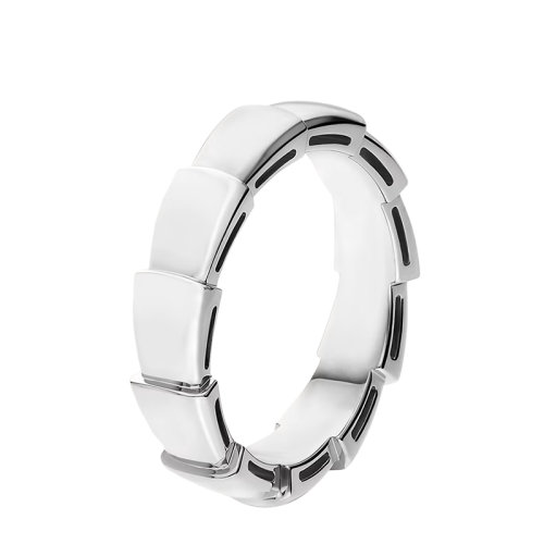 BVLGARI/寶格麗 22新款SERPENTI Viper系列 18K金白金靈蛇曲線設計簡約寬6毫米戒指婚戒358809