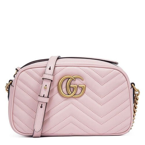 GUCCI/古馳粉色皮質女士  單肩包 447632DTD1T5909