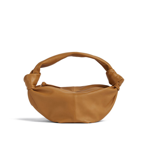 Bottega Veneta/葆蝶家 22新款 女士焦糖色小牛皮皮革雙結手提包629635V1BW09830