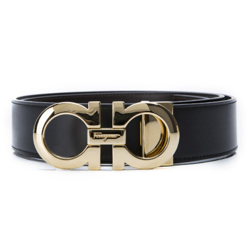 Salvatore Ferragamo/菲拉格慕 男士 黑色時尚皮革皮帶腰帶 675542 0586940