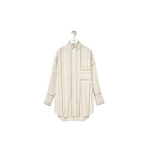  LOEWE羅意威 22年秋冬 女士 罩衫 Oversize stripe shirt in wool and cotton S359Y05X23-7147