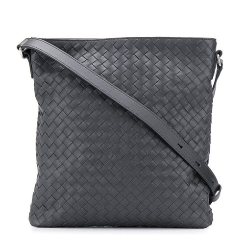 Bottega Veneta/葆蝶家 男士純色牛皮編織款拉鏈開合寬肩帶單肩包斜挎包郵差包男包 577534-VBOC6 多色可選