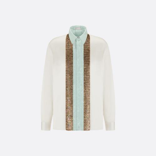  DIOR迪奧 22年秋冬 男士 長袖襯衫 Chemise a plastron sequins 293C502A5577_C088