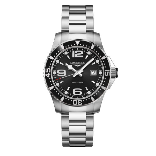 LONGINES/浪琴  康卡斯潛水系列 石英表黑盤精鋼表殼表帶男表39毫米L3.730.4.56.6