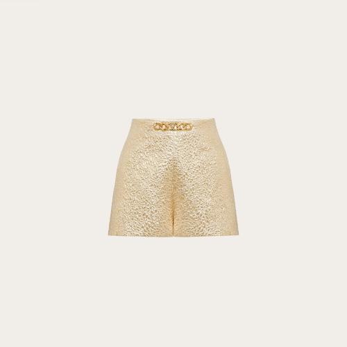  VALENTINO華倫天奴 22年秋冬 女士 短褲 SHORT CRISPY GOLD VLOGO CHAIN 1B3RF23679YG70